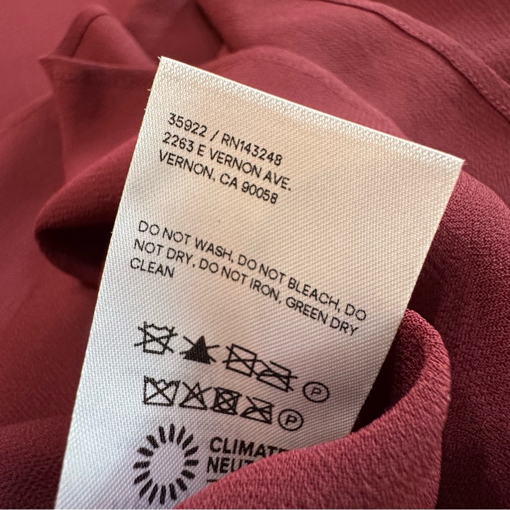Reformation Dress Long Sleeve Mock Neck Pleated Shift Burgundy XS - Picture 8 of 16